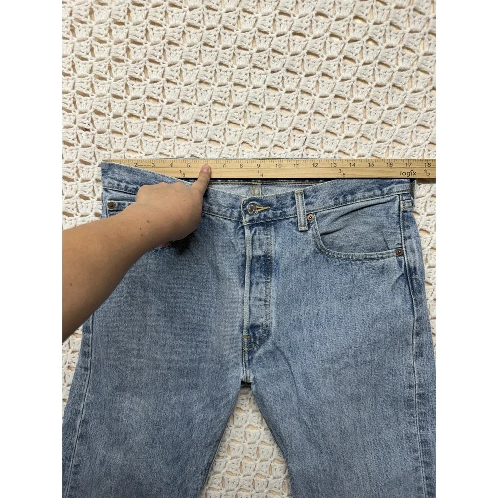 Levis 501 Mens Jeans Size 34x34 Blue Denim Button Fly Straight  Let